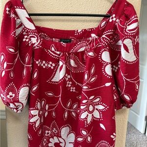 Ann Taylor Red Floral Blouse